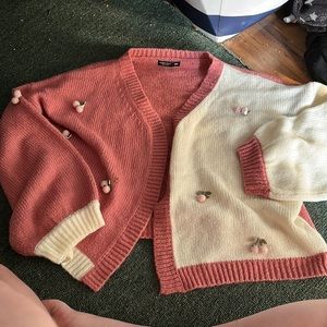 Pink cherry oversized knit sweater